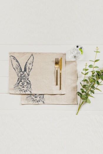 The Linen Table Set of 2 Natural Hare Linen Placemats (M70519) | £30