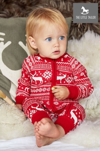 The Little Tailor Baby Reindeer Christmas Fairisle Onesie (M70598) | £22
