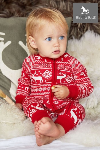 The Little Tailor Structured Reindeer Christmas Fairisle Onesie (M70598) | £22