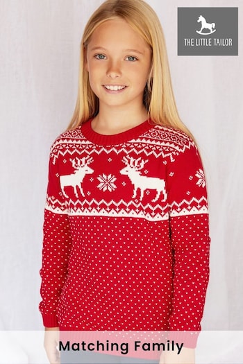 The Little Tailor Childrens Christmas Reindeer Fairisle Jumper (M70600) | £30