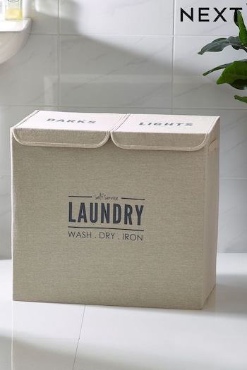 Natural Slogan Fabric Sorter Laundry Basket (M70900) | £30