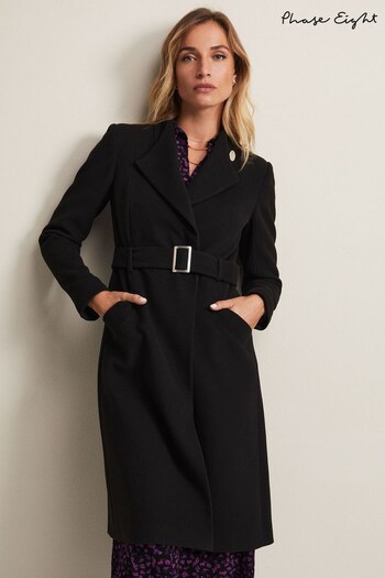 Phase Eight Black Susie Stand Up Collar Coat (M71261) | £199