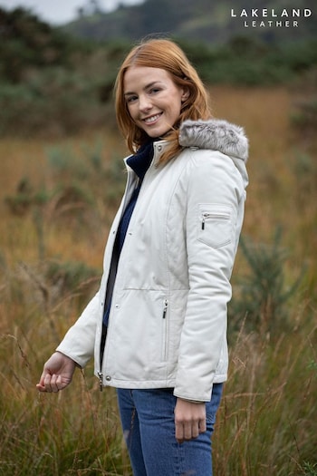 Lakeland Leather Armathwaite Leather Coat In White (M71482) | £249
