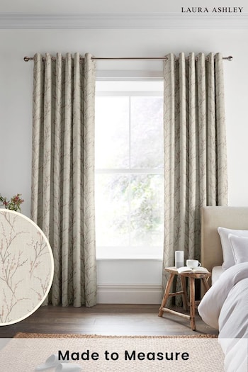 Laura Ashley Blush Pink Pussy Willow Embroidered Made To Measure Curtains (M71547) | £119