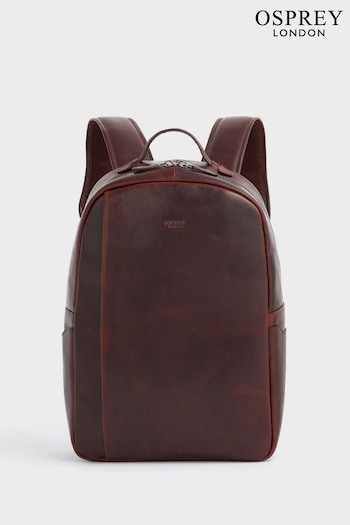 OSPREY LONDON Chestnut Brown Saddle Leather Carter Backpack (M71893) | £325