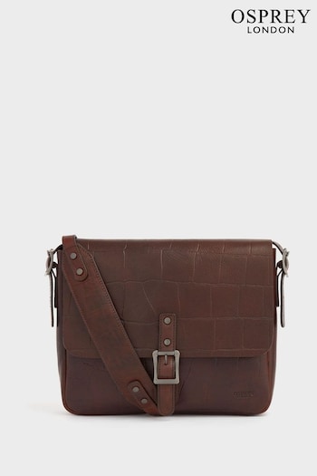 OSPREY LONDON Cognac Leather Brixton Croc Satchel Bag (M71894) | £115