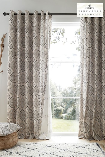 Pineapple Elephant Natural Ziri Eyelet Curtains (M73480) | £25 - £70