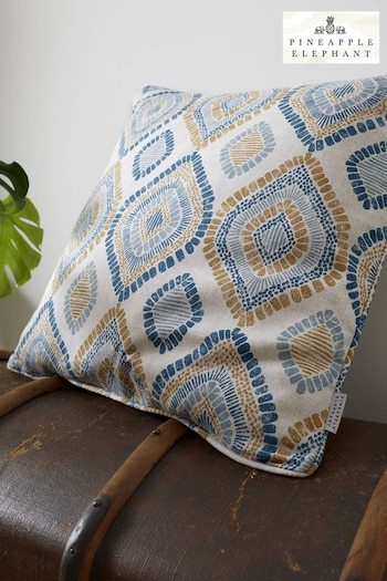 Pineapple Elephant Teal Blue Ziri Cushion (M73482) | £18