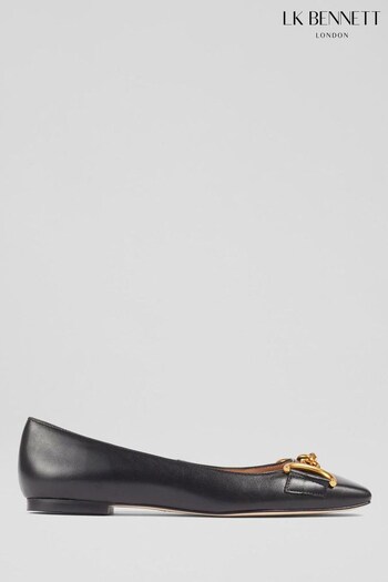 LK Bennett Black Charlotte Snaffle Flats With Piping (M73761) | £239