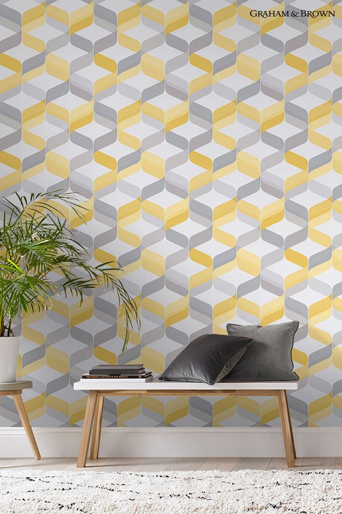 Grey outlet mustard wallpaper