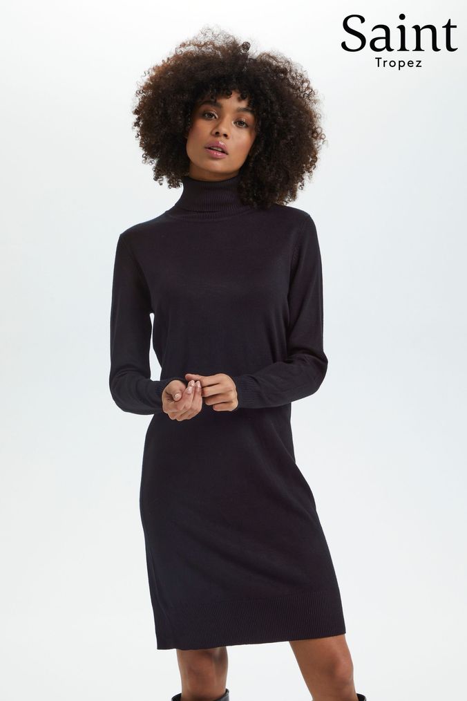 Short black turtleneck hotsell dress