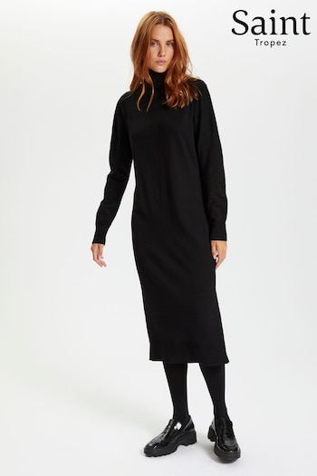 Saint Tropez Black Mila Roll Neck Long Dress (M74119) | £60