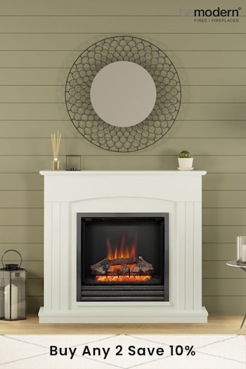 Be Modern White Linmere Oak Electric Fireplace (M74242) | £715