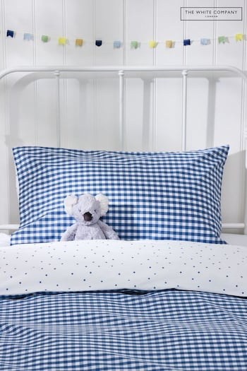 The White Company Set of 2 Blue Reversible Gingham Housewife Pillowcases (M74381) | £10