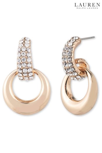 Lauren Ralph Lauren Sculpted Metal Post Earrings with Crystal Detailing in Gold (M74960) | £40