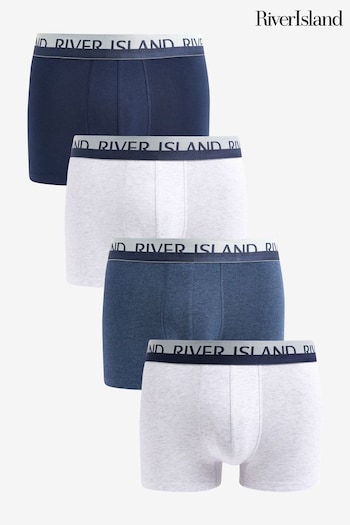 River Island Blue White Split Trunks 4 Pack (M75045) | £25