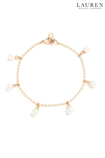 Lauren Ralph Lauren 7.25' Pearl Shaky Flex Gold Bracelet (M75467) | £75
