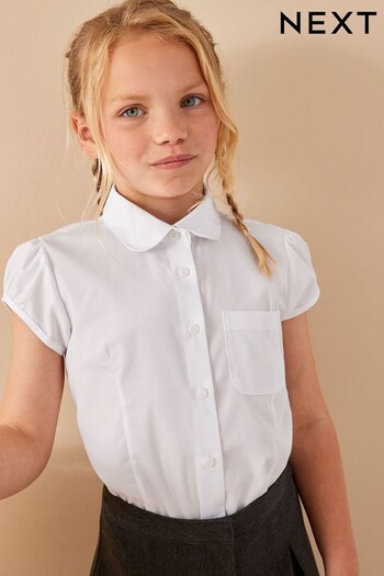 White Cotton Rich Stretch Puff Sleeve School Blouse (3-14yrs) (M76271) | £8 - £13