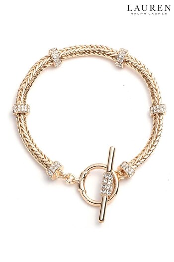 Lauren Ralph Lauren 7.25" Pave Roundell Flex Bracelet With Crystal Detailing in Gold (M76409) | £75