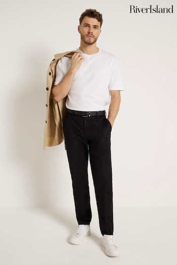 River Island Black Tapered Chino Trousers (M76457) | £35