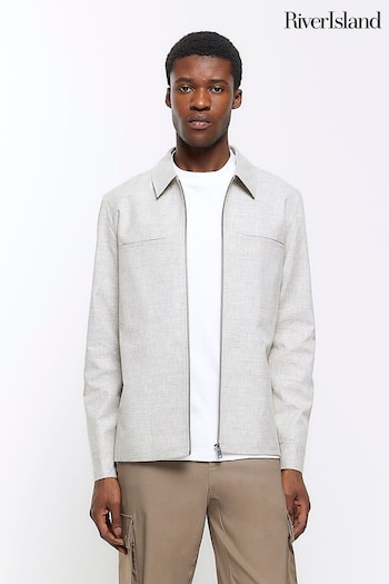 River Island Grey Texture Harrington Jacket (M76475) | £65