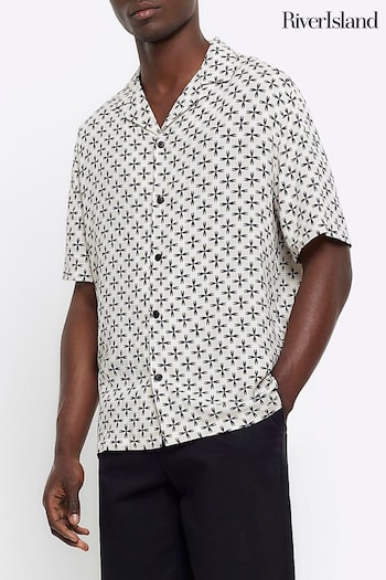 River Island Cream Mono Geo Print Shirt (M76478) | £35