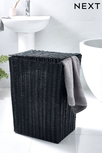 Black Wicker Laundry Hamper Basket (M76529) | £60