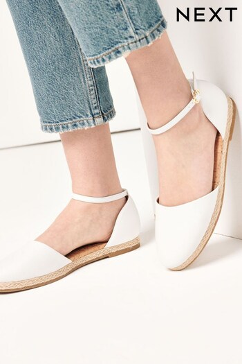 White Closed Toe Ankle Strap Espadrille Shoes (M76588) | £34