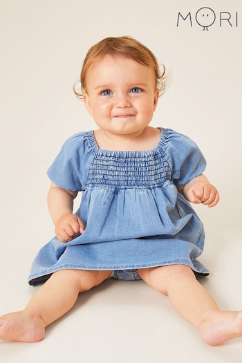 MORI Blue Organic Cotton Denim Chambray Soft Dress Sport (M76602) | £34
