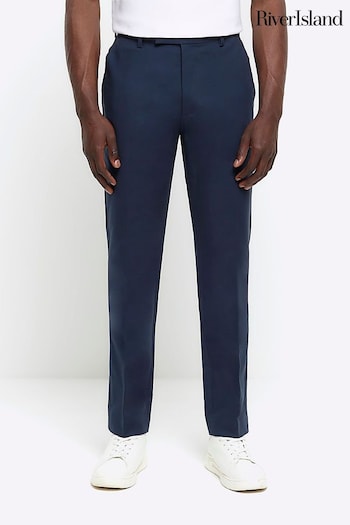 River Island Blue Tapered Fit Chino Trousers With Belt Loops (M77639) | £35