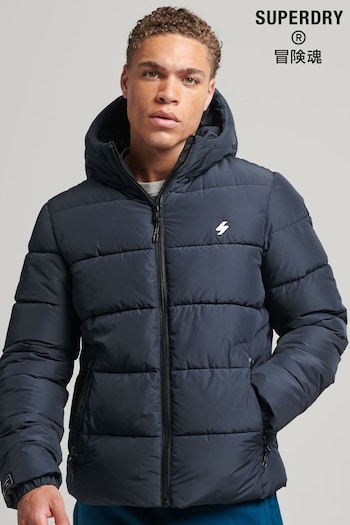 Superdry Blue Hooded Mens Sports Puffer Jacket (M77894) | £90