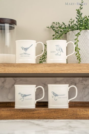 Mary Berry Set of 4 White Garden Birds Espresso Mugs (M77975) | £20