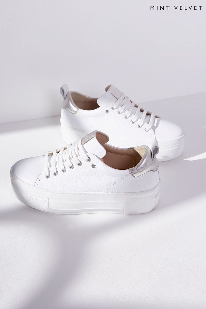 Mint velvet white star trainers shop