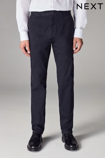 Navy Blue Regular Tapered Stretch Chino Trousers (M78074) | £22