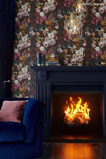 Graham & Brown Black Allure Floral Wallpaper Wallpaper (M78229) | £75