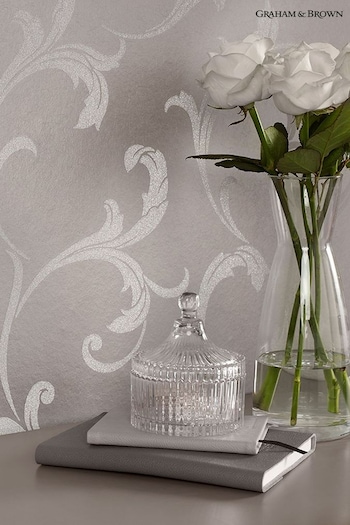 Graham & Brown Silver Wallpaper Baroque (M78242) | £130