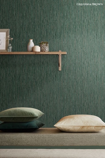 Graham & Brown Pine Green Grasscloth Texture Wallpaper Wallpaper (M78245) | £75