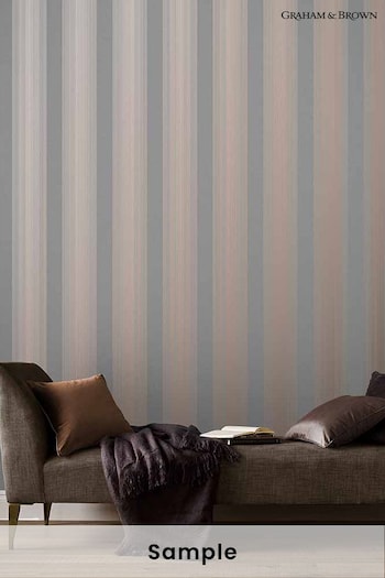 Graham & Brown Grey/Rose Gold Lagom Stripe Wallpaper Sample (M78267) | £1