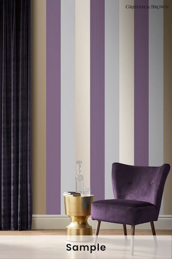 Graham & Brown Mulberry Purple Figaro Stripe Wallpaper Sample (M78271) | £1