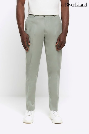River Island Green Tapered Fit Chino Trousers ora With Belt Loops (M78318) | £35
