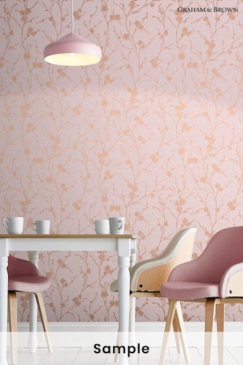 Graham & Brown Blush Pink Meiying Floral Wallpaper Sample (M78328) | £1