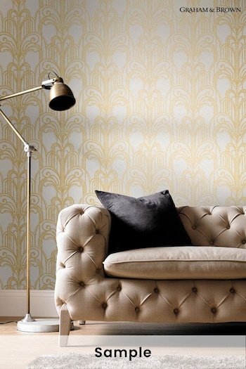 Graham & Brown Gold Art Deco Wallpaper Sample (M78333) | £1