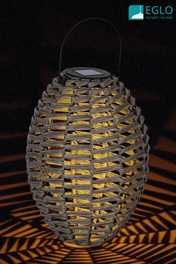 Eglo Grey Solar Outdoor Wicker Style LED Table Lamp (M78474) | £34