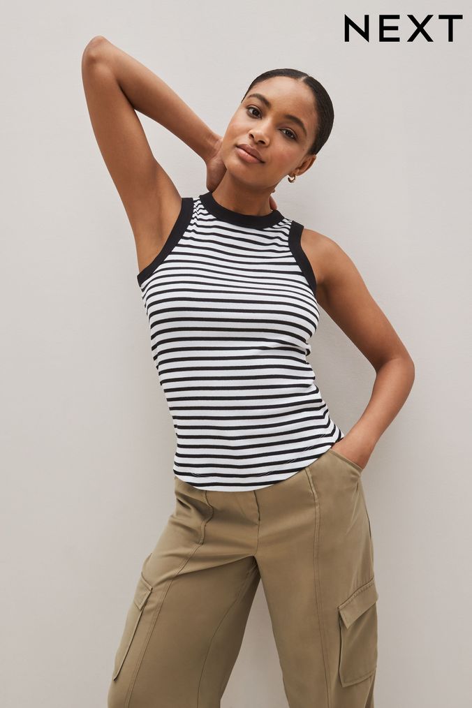 Black and white 2024 striped tunic tops