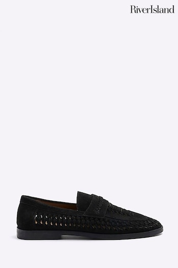 River Island Black Woven Loafers (M78757) | £45