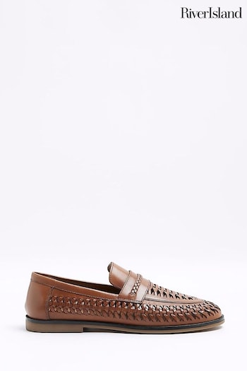 River Island Brown Woven Loafers (M78914) | £45