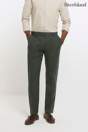 River Island Green Slim Fit Linen Suit: Trousers (M79090) | £50