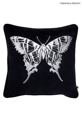 Graham & Brown Black Goth Butterfly Cushion (M79475) | £40