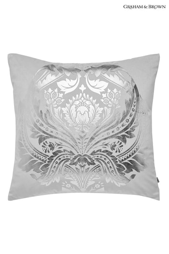 Graham & Brown Silver Desire Damask Cushion (M79476) | £40