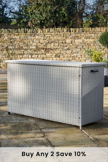 Pacific Stone Grey Large Rattan Effect Garden Cushion Storage Box (M79582) | £450
